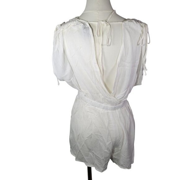 ASOS Design White Sleeveless Lightweight Elastic Waist Coverup Romper Size M - Picture 10 of 10